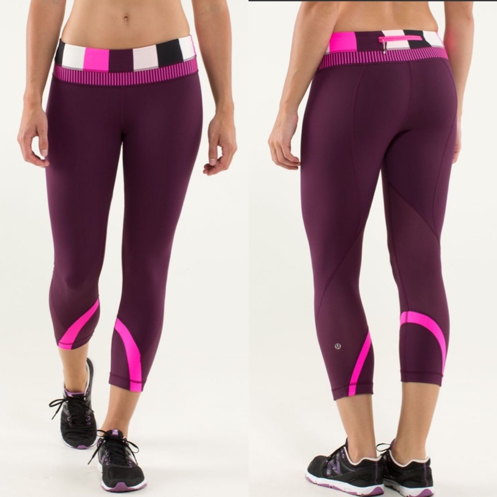 lululemon athletica Run Inspire Maroon Stripe Crop